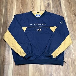 Reebok Men's Navy and Gold V-Neck Sweater vintage st.louis rams